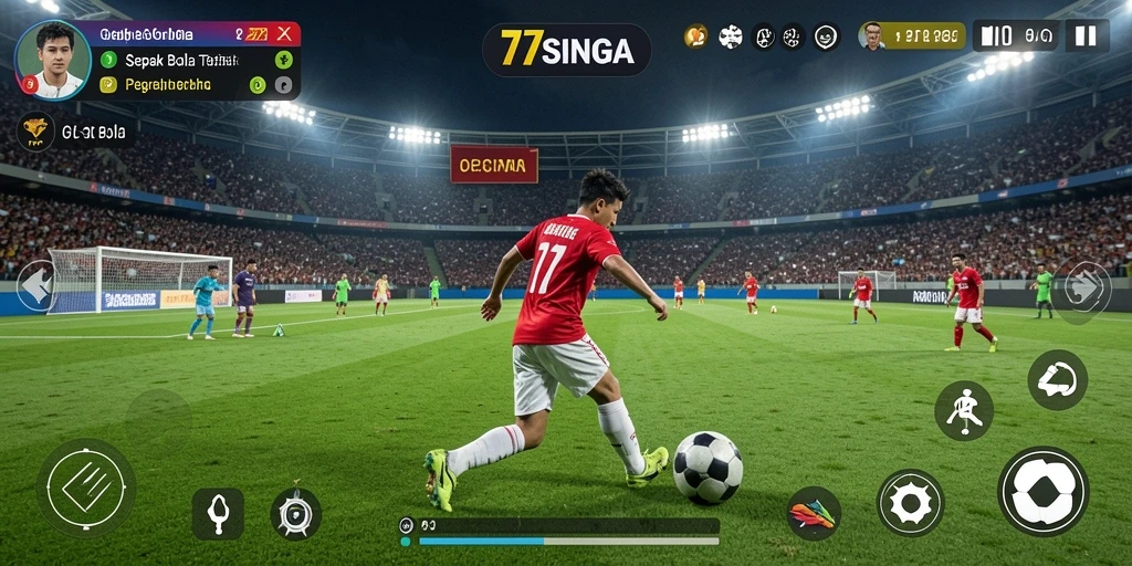 Screenshot dari gameplay seru 77SINGA yang menampilkan aksi di lapangan.