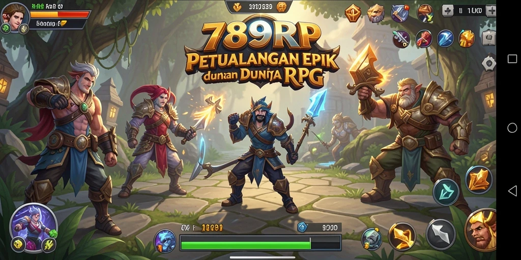 Screenshot gameplay 789RP menampilkan pertarungan epik di dunia fantasi.