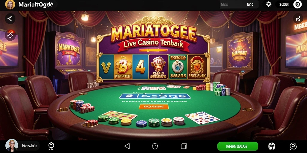 Screenshot gameplay MARIATOGEL dengan dealer live dan suasana kasino real-time.