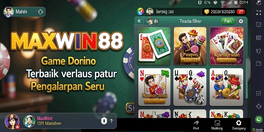 Screenshot gameplay MAXWIN88 menampilkan aksi permainan Domino yang mendebarkan.