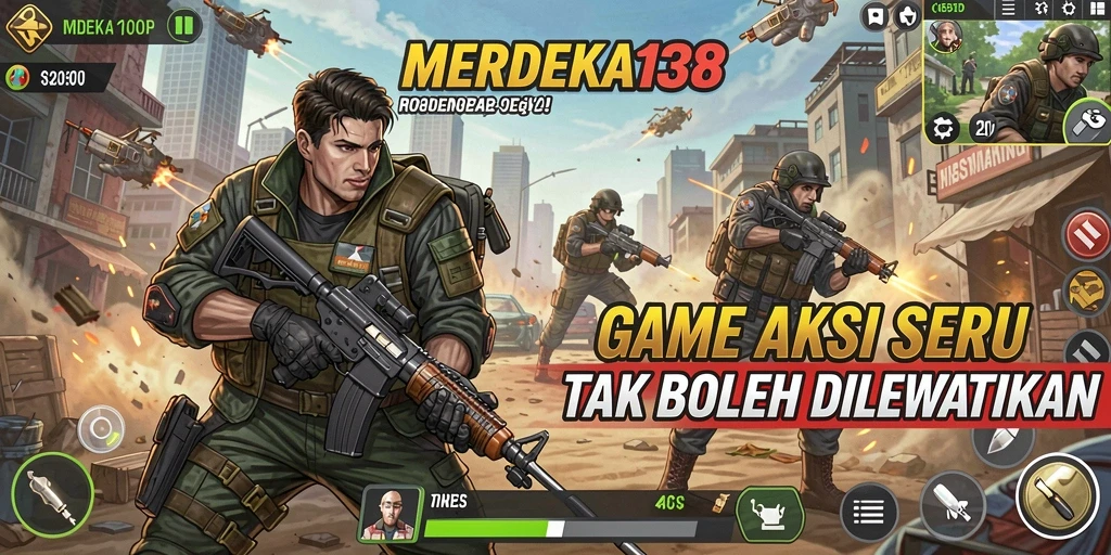 Tampilan seru dari gameplay aksion dalam MERDEKA138.