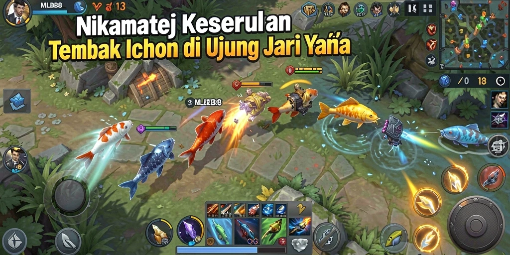 Tampilan gameplay seru dalam MLBB8 saat menangkap ikan.