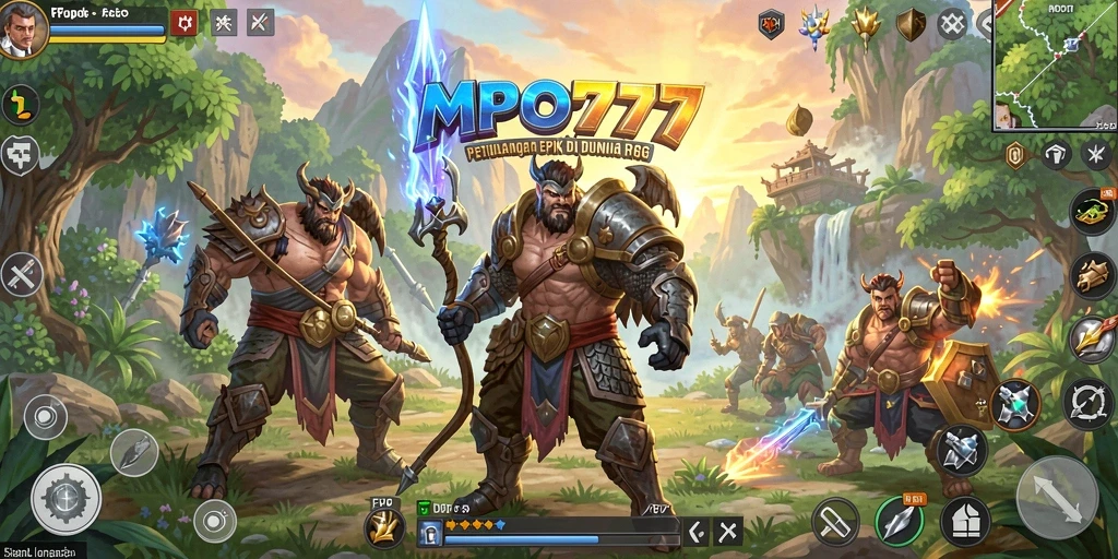 Tampilan gameplay MPO777 dengan karakter dan pertempuran yang menegangkan.