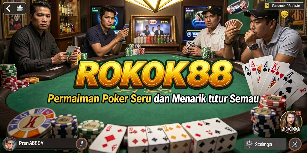 Gameplay Poker yang mendebarkan di ROKOK88.
