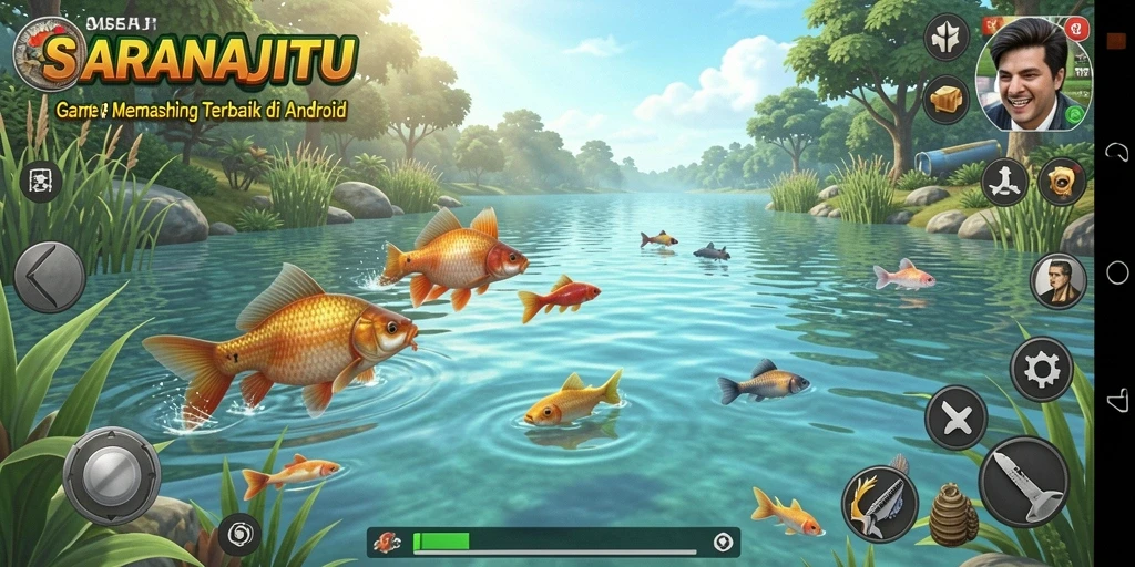 Tangkapan ikan epik dalam SARANAJITU saat gameplay memancing.