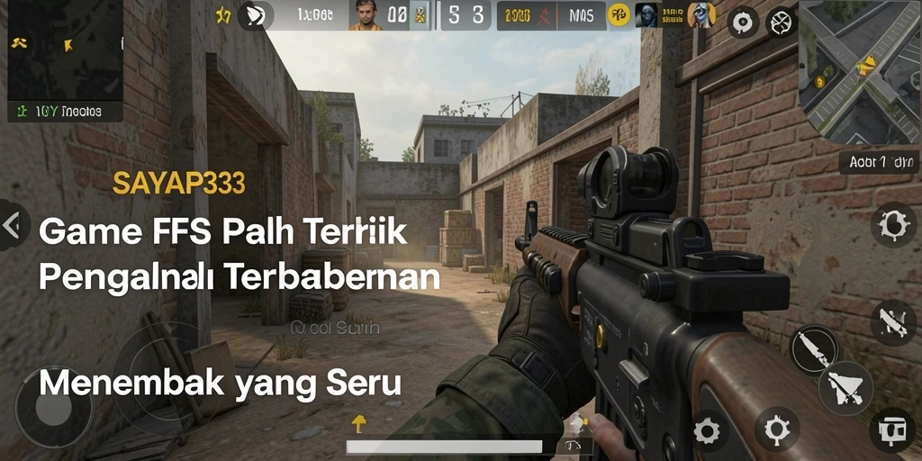 Screenshot utama menunjukkan aksi menembak seru dalam SAYAP33.