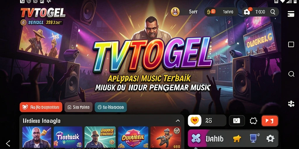 Demo gameplay TVTOGEL yang menampilkan antarmuka aplikasi musik.