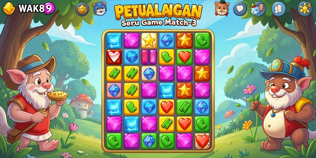 Gameplay seru WAK89 dalam aksi Match-3 yang penuh warna.