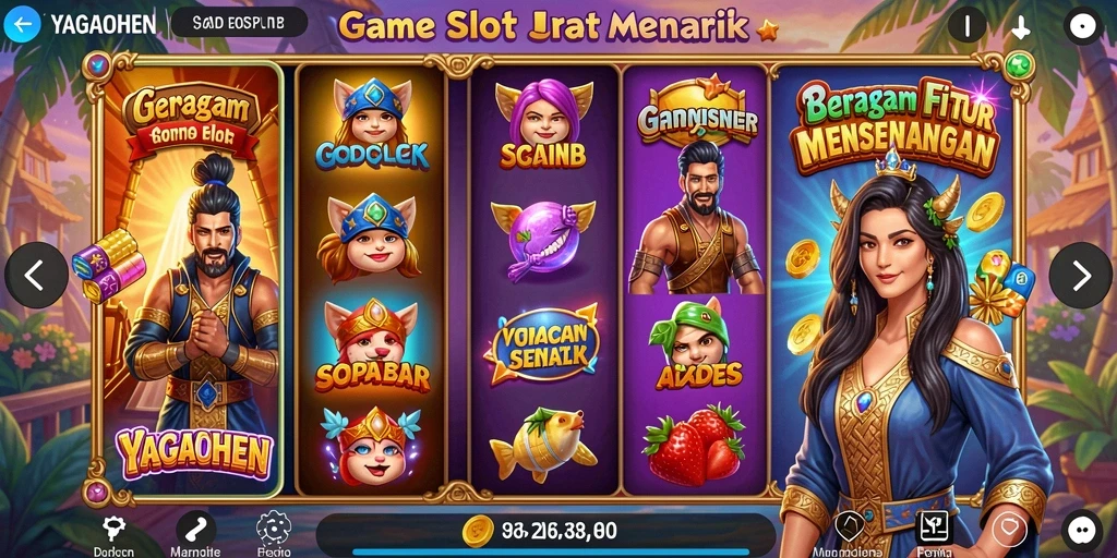 Tangkapan layar gameplay YAGAOHEN yang memukau saat memutar gulungan slot.
