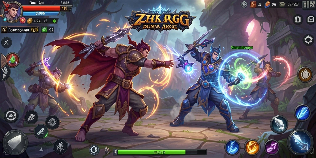 Screenshot ZK9 menampilkan pertarungan epik antara pemain dan monster besar.